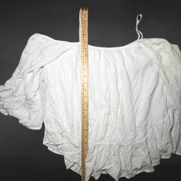 PPLA Cold-Shoulder Boho Blouse Flowy Ruffled Flutter Sleeves White Women's US M - Picture 4 of 8